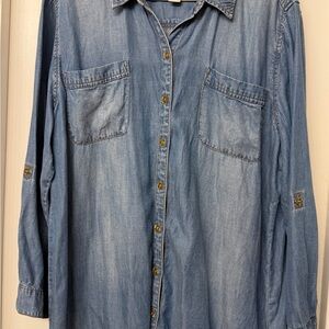 Chico's Size 3P Button-Down ShirtBlue Denim Shirt